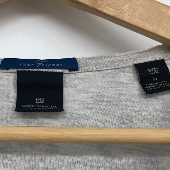 Scotch and Soda light grey palm leaf novelty all over print scoop neck T-shirt M - Picture 4 of 12